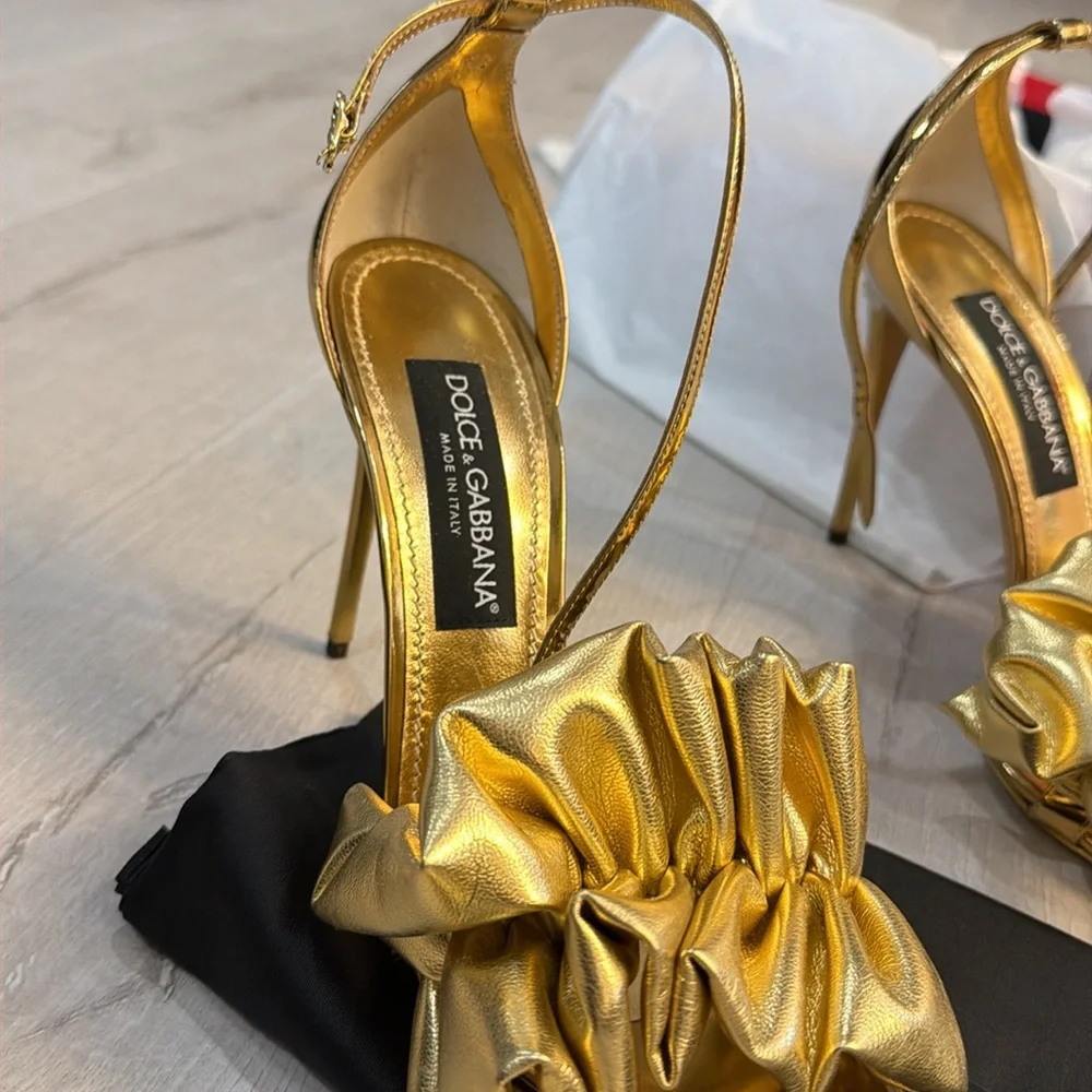 Dolce and gabbana NWT Sandalo Specchio Oro gold heels - Picture 4 of 8